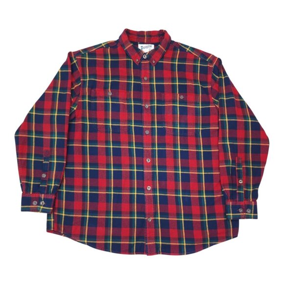 Duluth Trading Co Mens XL Plaid Flannel Shirt Relaxed Fit Under Arm Gusset - Picture 11 of 12